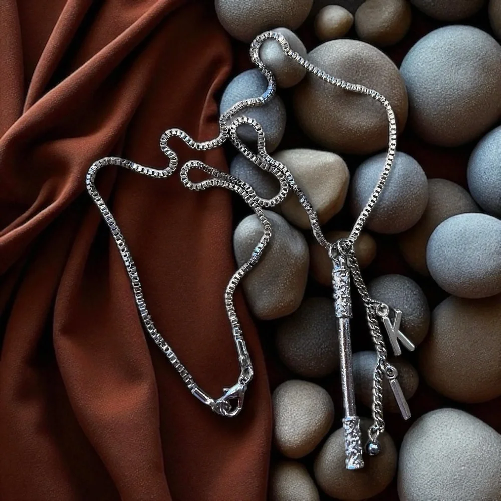 Dungeons and Dragons Monk necklace Monk staff and the initials KI DND jewelry